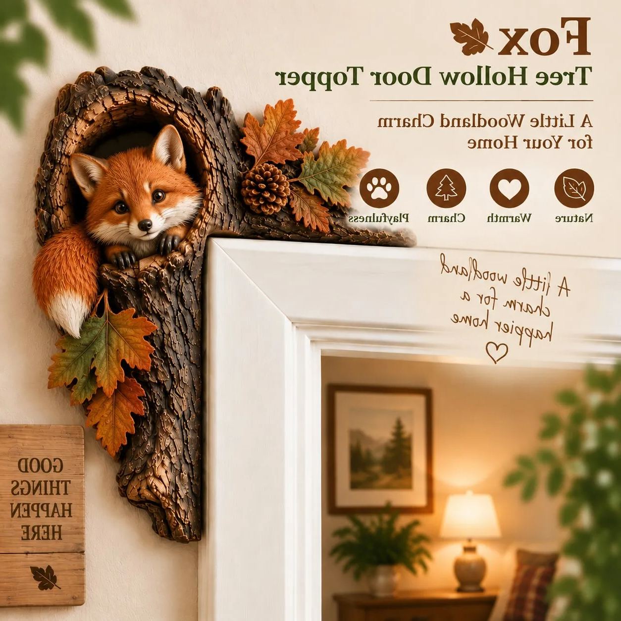 🐿️ Chipmunk Tree Hollow Door Topper | Woodland Animal Doorway Decor For Cozy Nature Homes