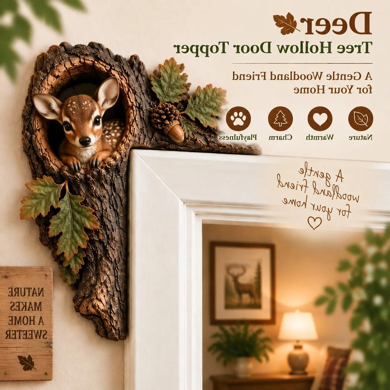 🐿️ Chipmunk Tree Hollow Door Topper | Woodland Animal Doorway Decor For Cozy Nature Homes