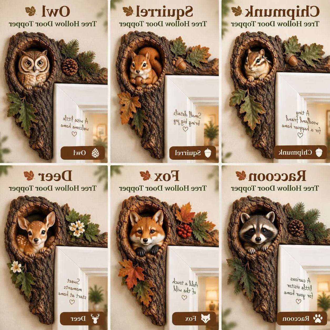 🐿️ Chipmunk Tree Hollow Door Topper | Woodland Animal Doorway Decor For Cozy Nature Homes