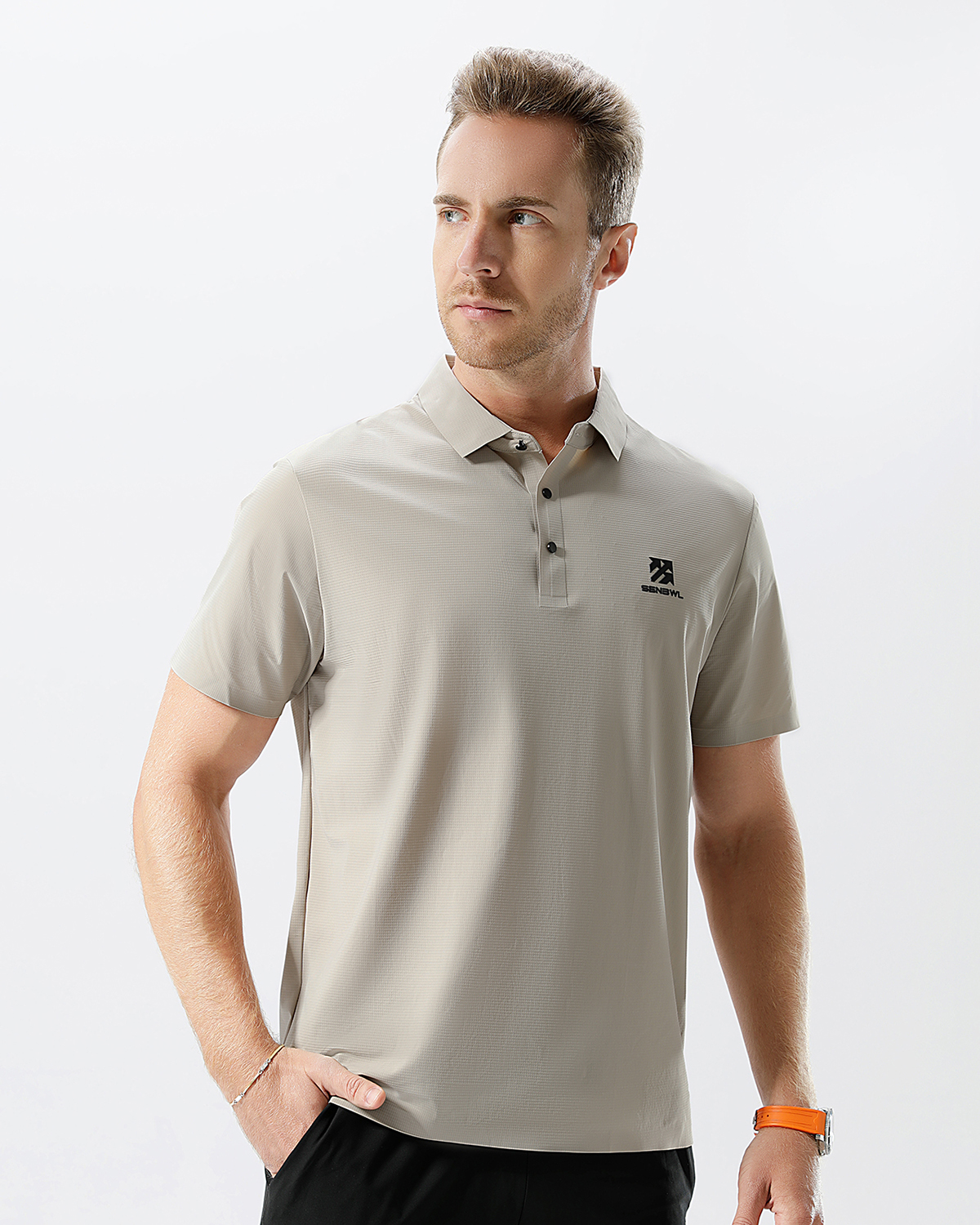Senbwl Men's Ice Silk Seamless Technology Golf Polo Shirts UPF 50+ Anti-UV