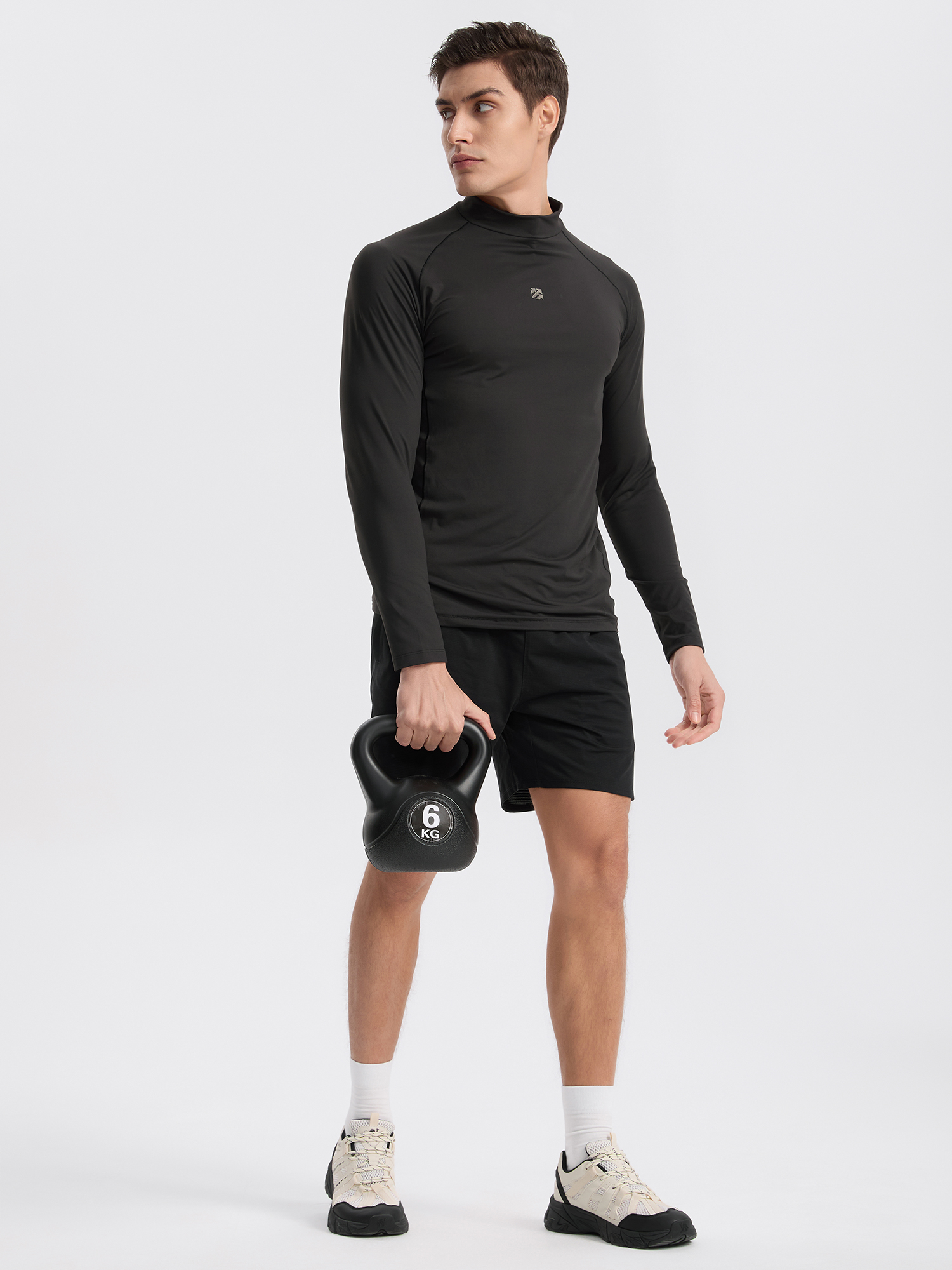 Senbwl Men's Double-Sided Brushed Mock Neck Long Sleeve T-Shirt