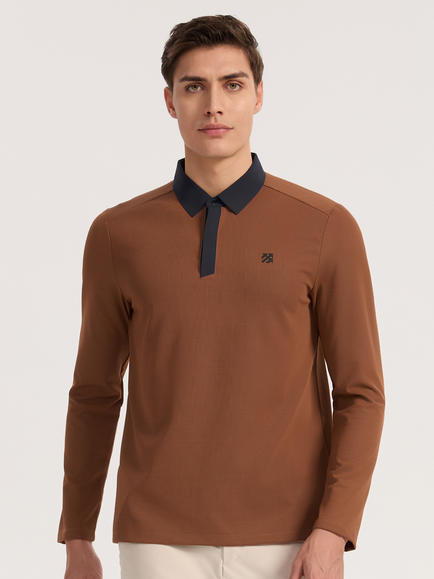 Senbwl Men's Brushed High Stretch Long Sleeve Polo Shirt-Senbwl Sports
