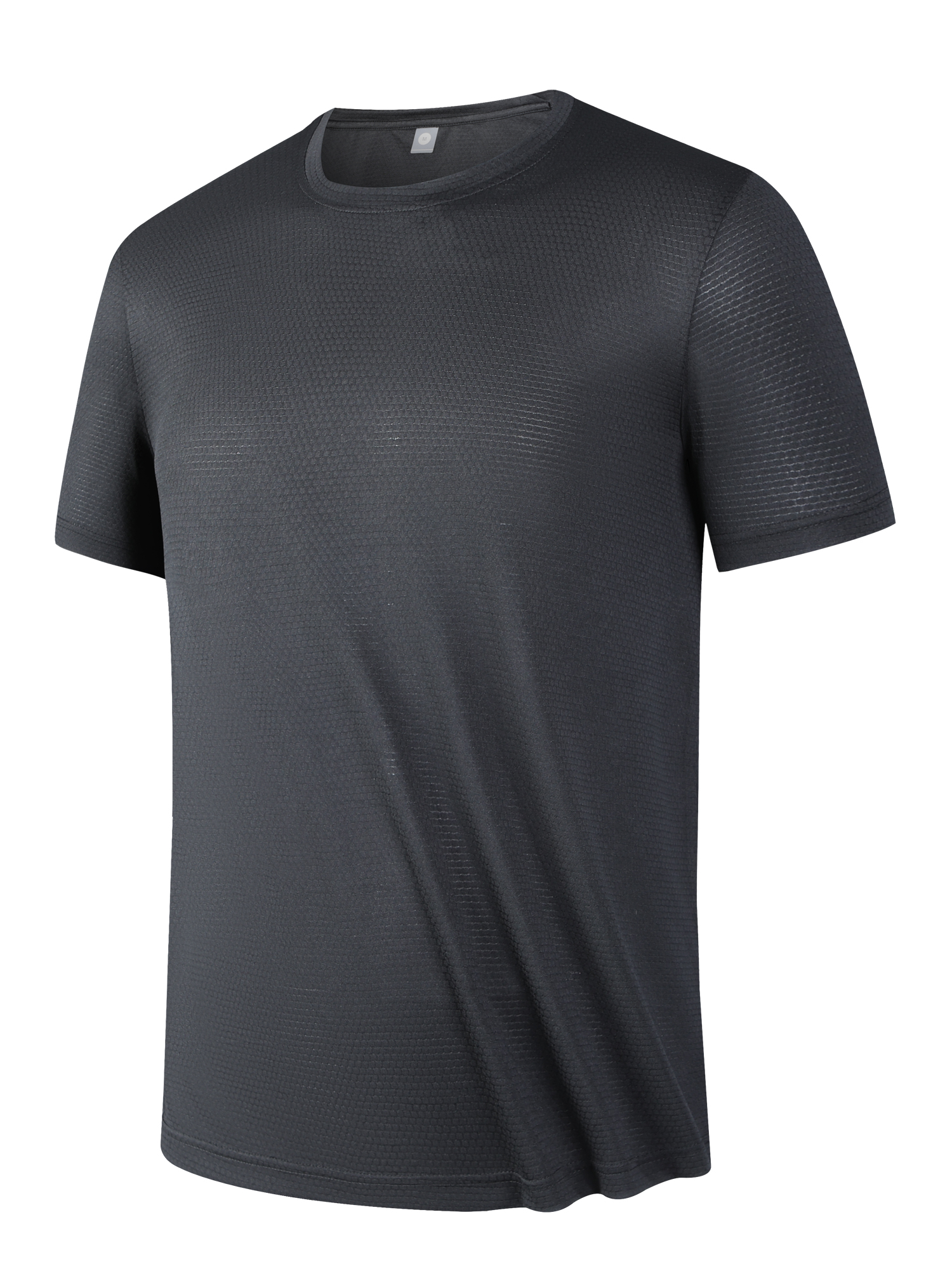 Senbwl Men's Soccer-Grid Texture T-Shirt Moisture-Wicking