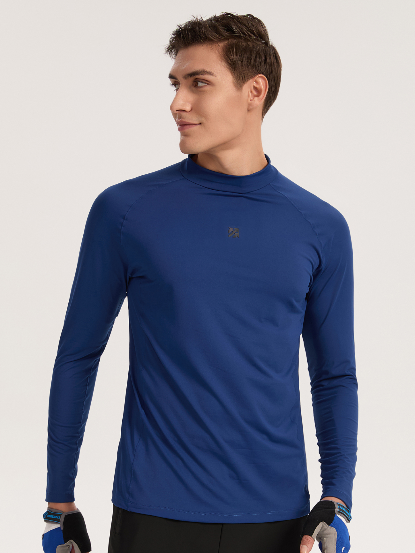Senbwl Men's Double-Sided Brushed Mock Neck Long Sleeve T-Shirt