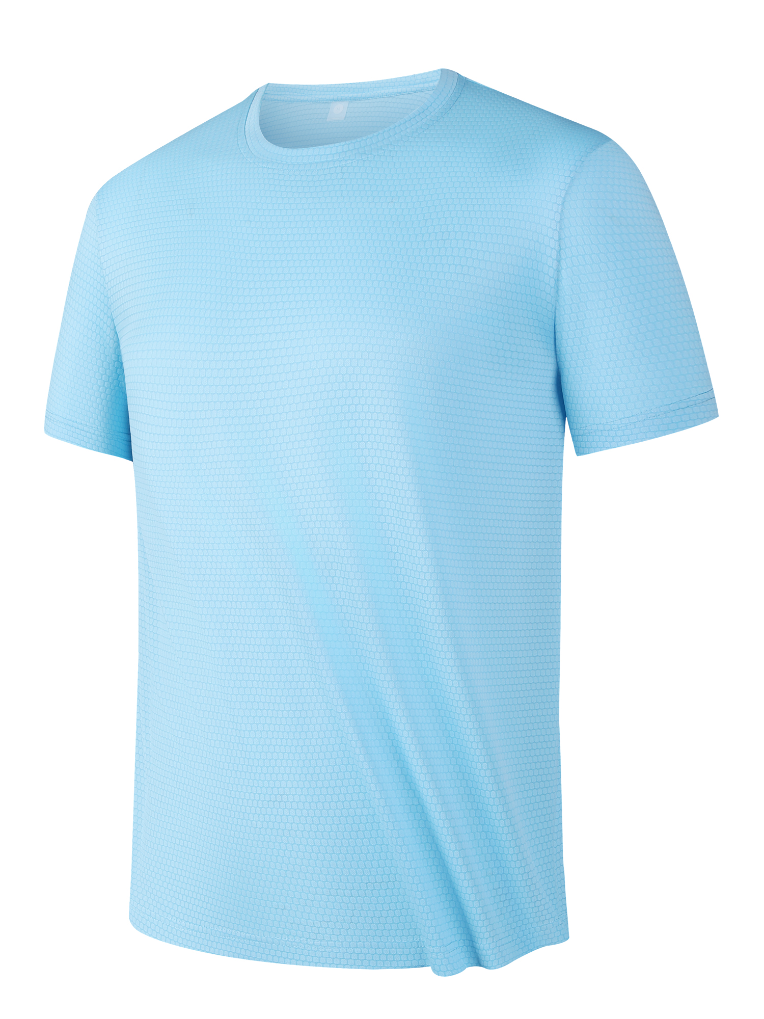 Senbwl Men's Soccer-Grid Texture T-Shirt Moisture-Wicking