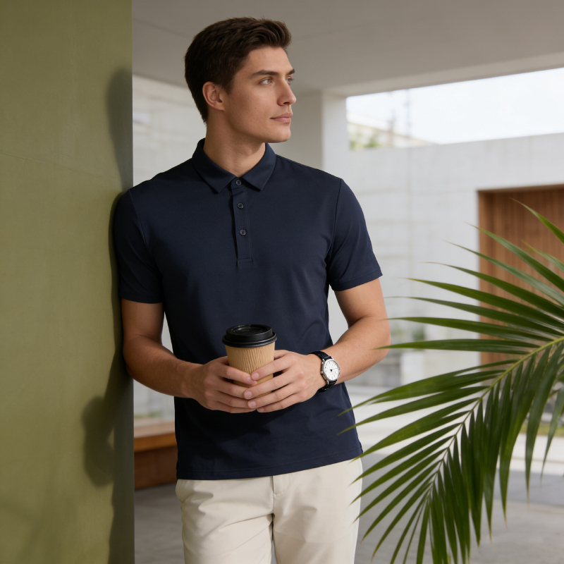 8383 Men's High Stretch Fabric Performance Seamless Polo Shirts