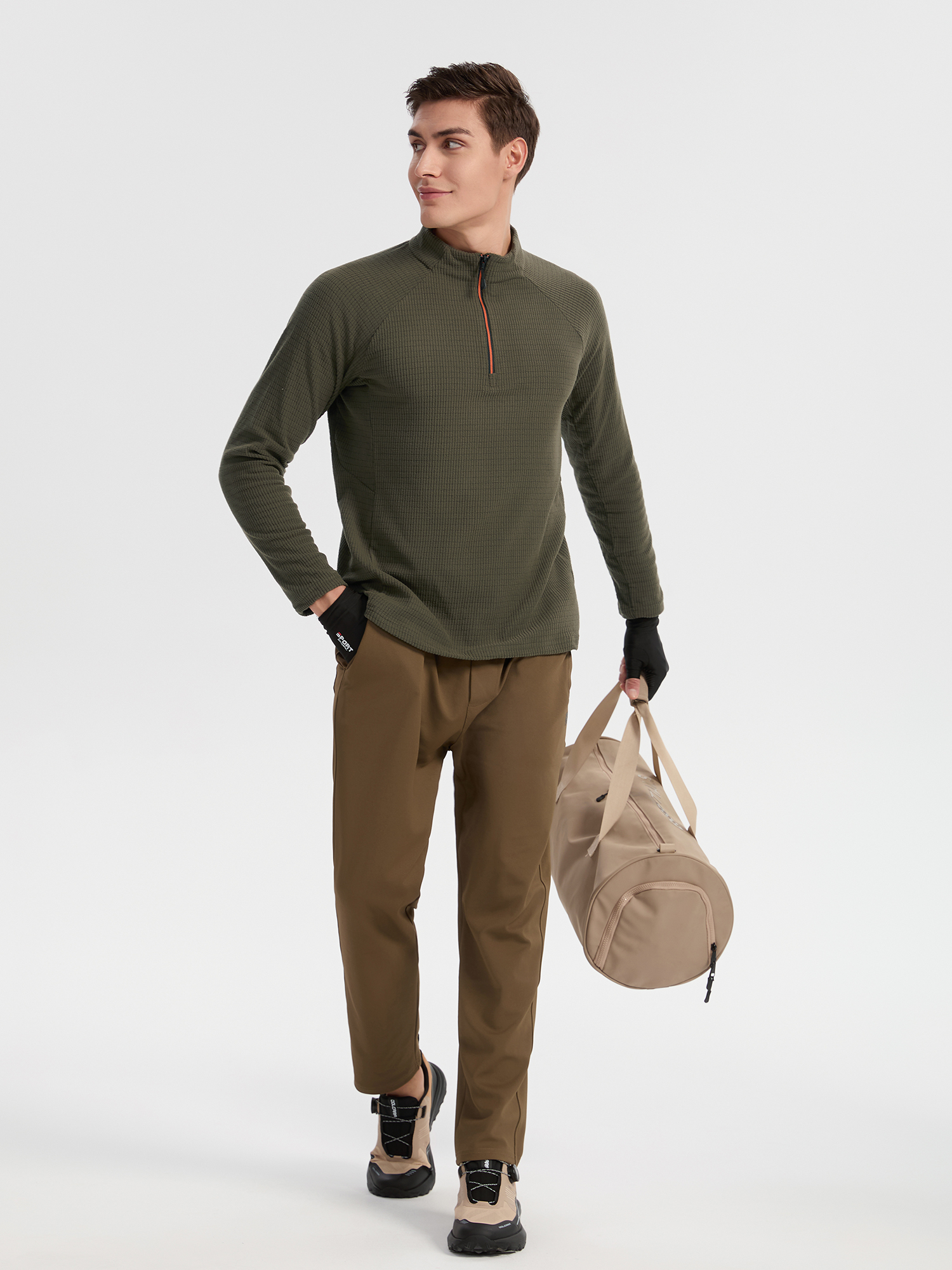 Senbwl Men's Integrated Fleece Quarter Zip Pullover-Senbwl Sports