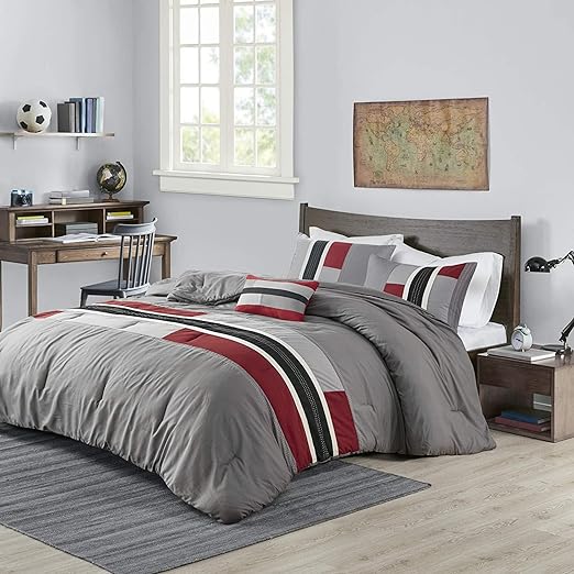 Home Picks Cozy Comforter Set Geometric Stripes Vibrant Color Design A