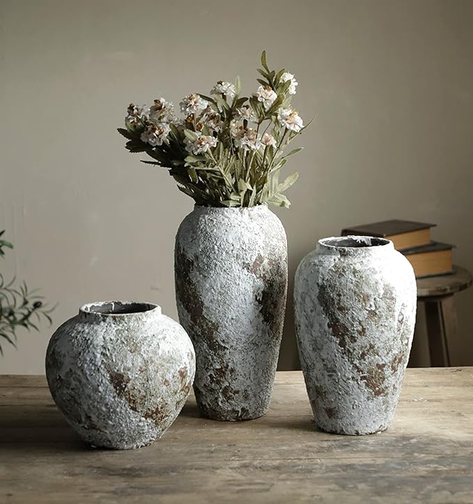 Home Picks  Rustic Ceramic Flower Large Vase, Vintage Floor Tall Vase Farmhouse Decor for Living Room Entryway Table Centerpieces, Kitchen, Wedding, Gifts