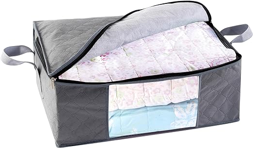 Home Picks Storage Clothes Bins Closet Bags - 35L Containers Organizer Boxes Clothing Bin Organization for Organizing Blanket Pillow Sheet Sweater, Foldable Fabric Bedroom Small Storage Totes With Lids Zipper