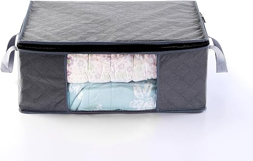 Home Picks Storage Clothes Bins Closet Bags - 35L Containers Organizer Boxes Clothing Bin Organization for Organizing Blanket Pillow Sheet Sweater, Foldable Fabric Bedroom Small Storage Totes With Lids Zipper