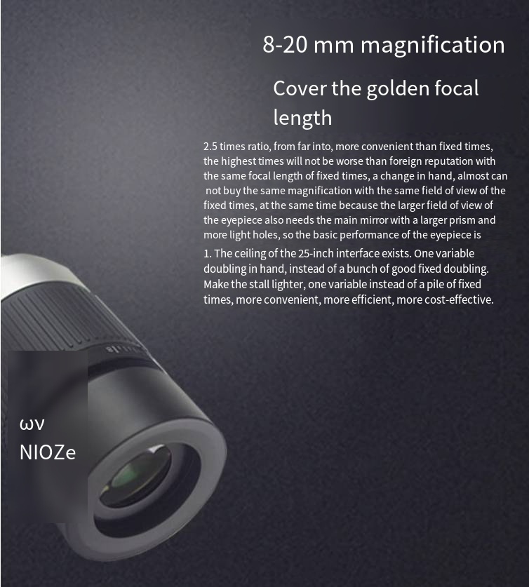 Zoom eyepiece: 8-20mm planar APO zoom eyepiece, performance multiplier imaging, clear astronomical viewing