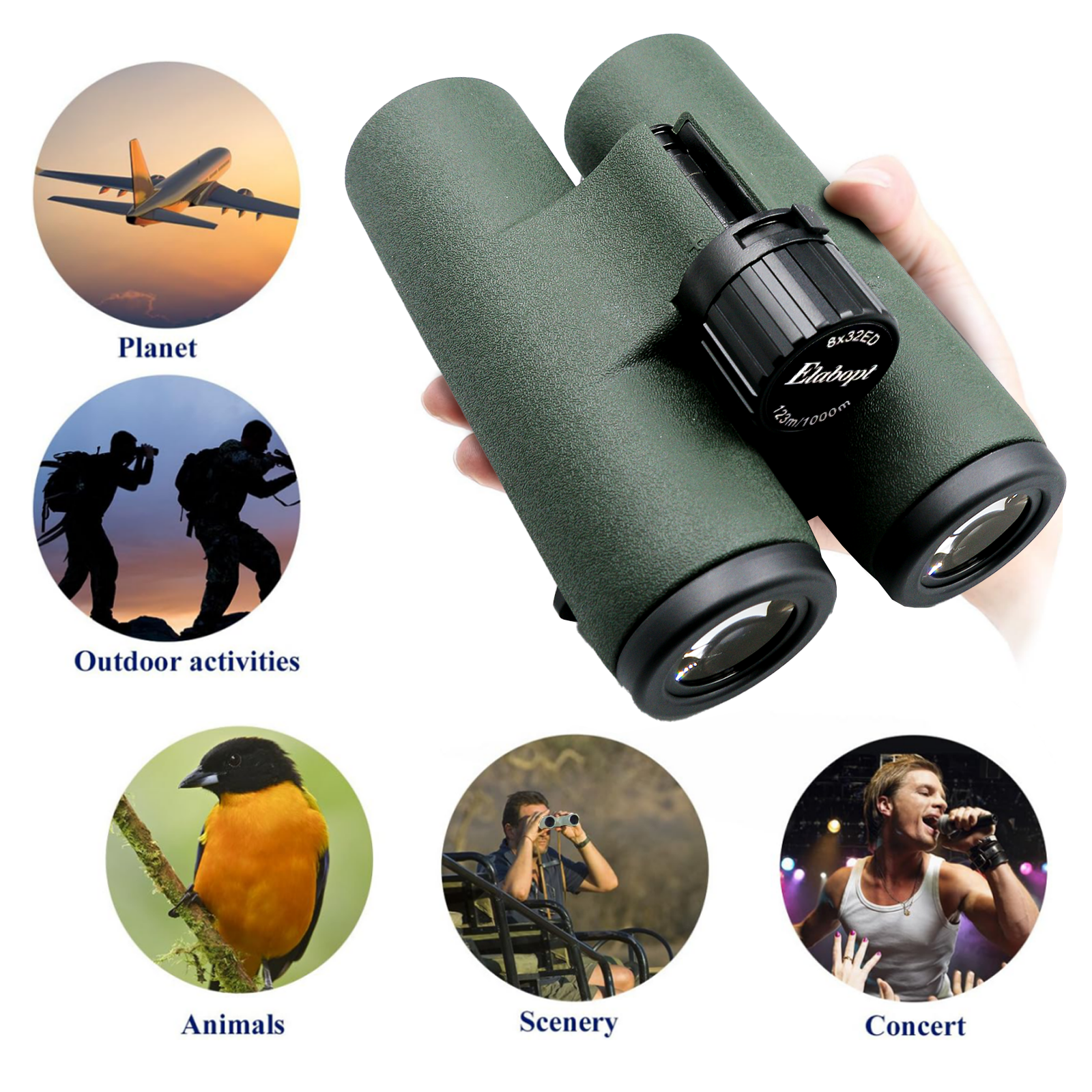 Givite 8X32ED Binoculars - Diamond White Coating with Bak4 Prisms-Waterproof Fogproof Rubber Armored for Bird Watching Hunting Outdoor Travel Theater and Concerts-Givite