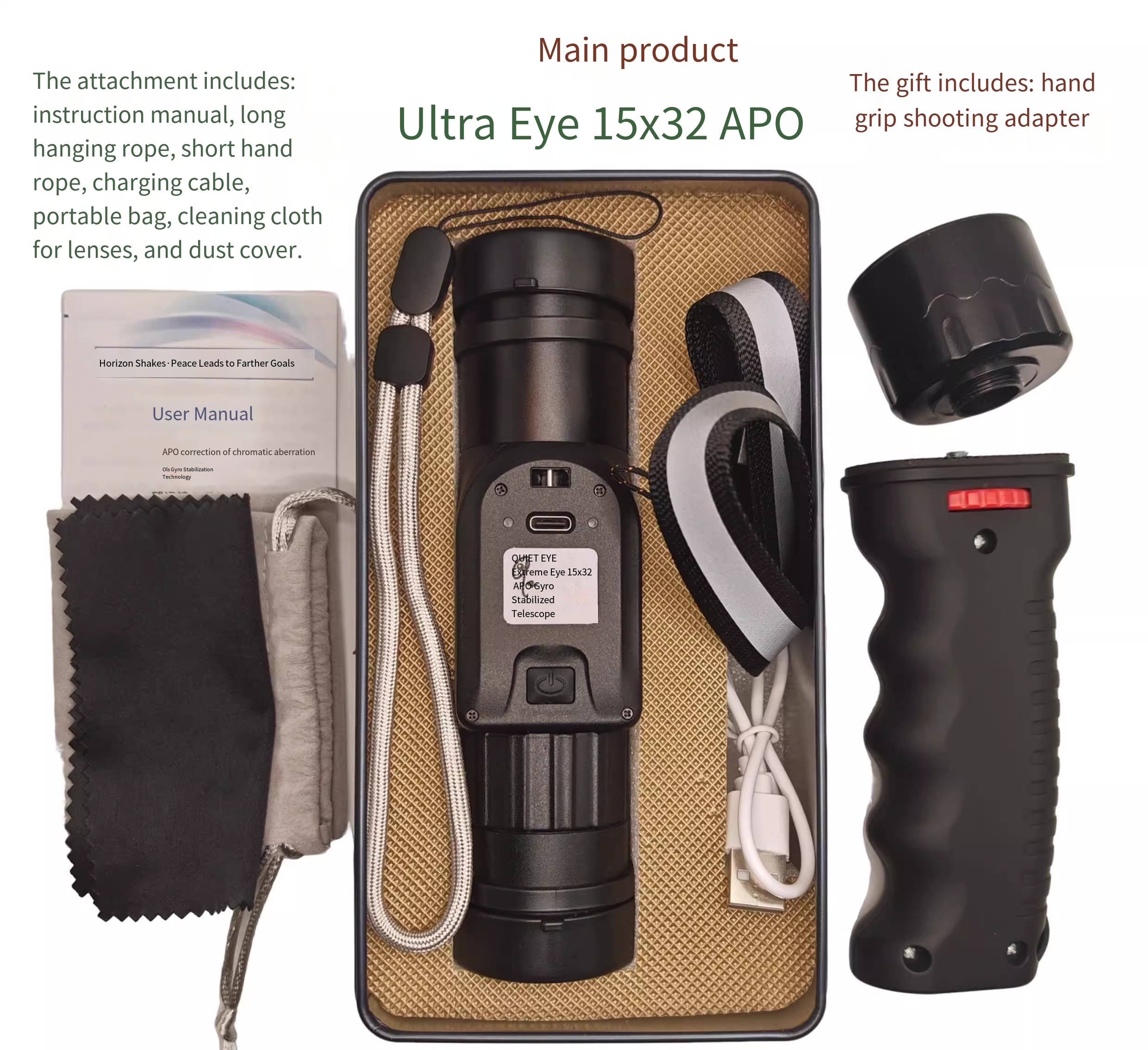 Givite Mobile Anti-Shake Telescope - GVQE-15x32-II - Stabilized View for Outdoor Enthusiasts