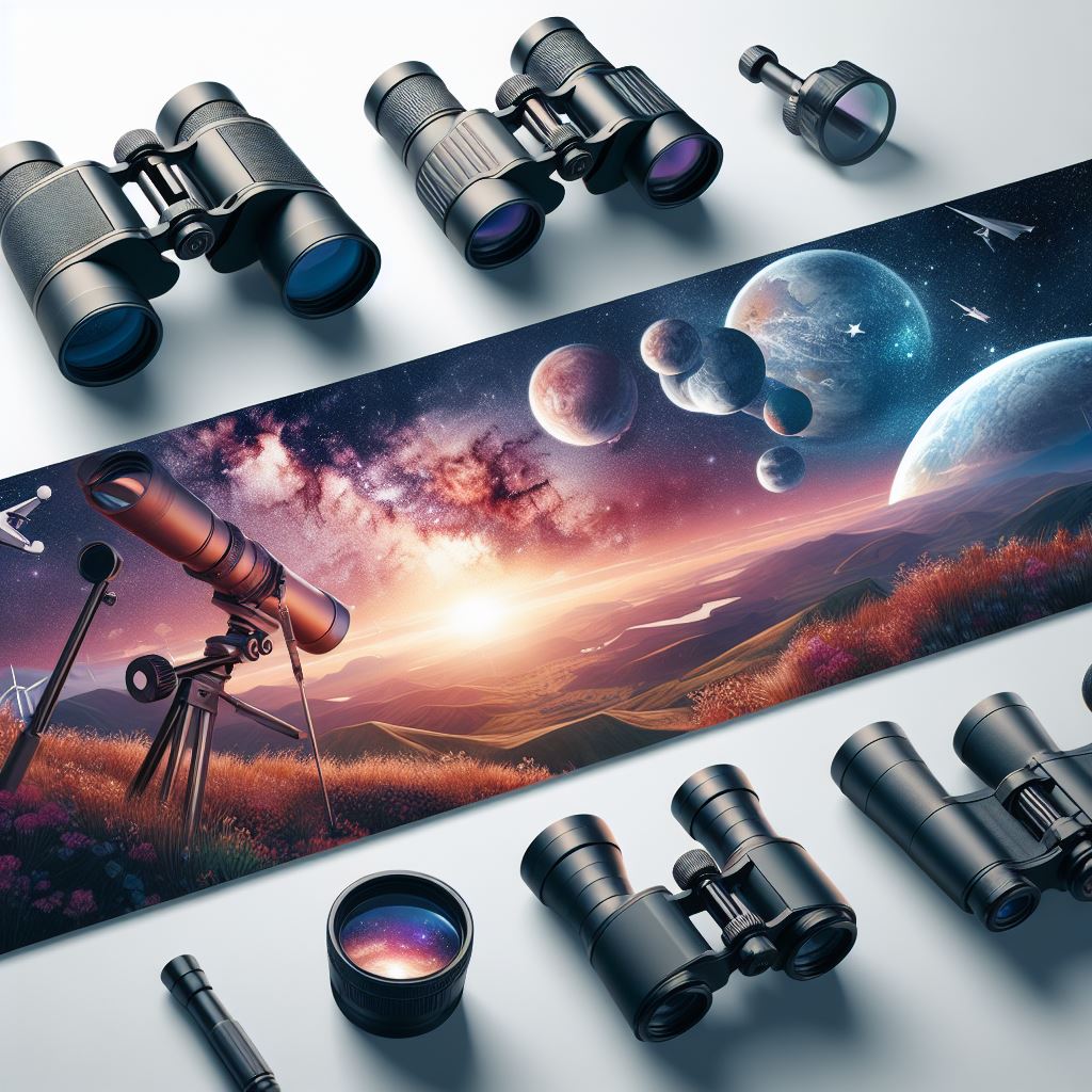 Powerful Telescope Aimed at a Starry Sky with Galaxy View
