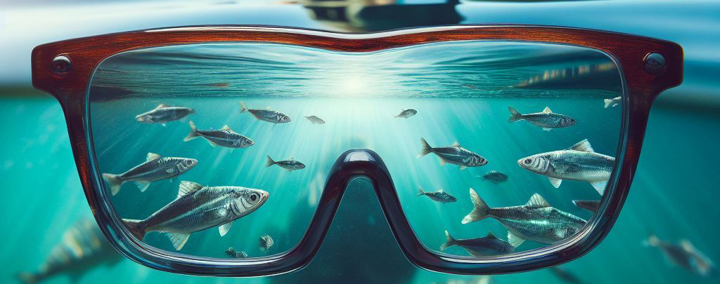 Angler Wearing Polarized Glasses with a Vivid, Clear View of the Water