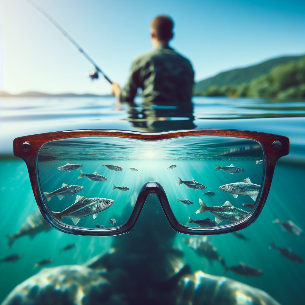 Polarized Fishing Glasses Against a Clear Water Backdrop