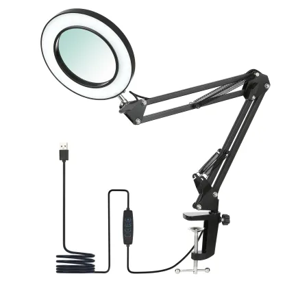 LED Magnifying Lamp with 10X Zoom - USB Powered, 72LEDs, 3 Color Modes for Precision Tasks