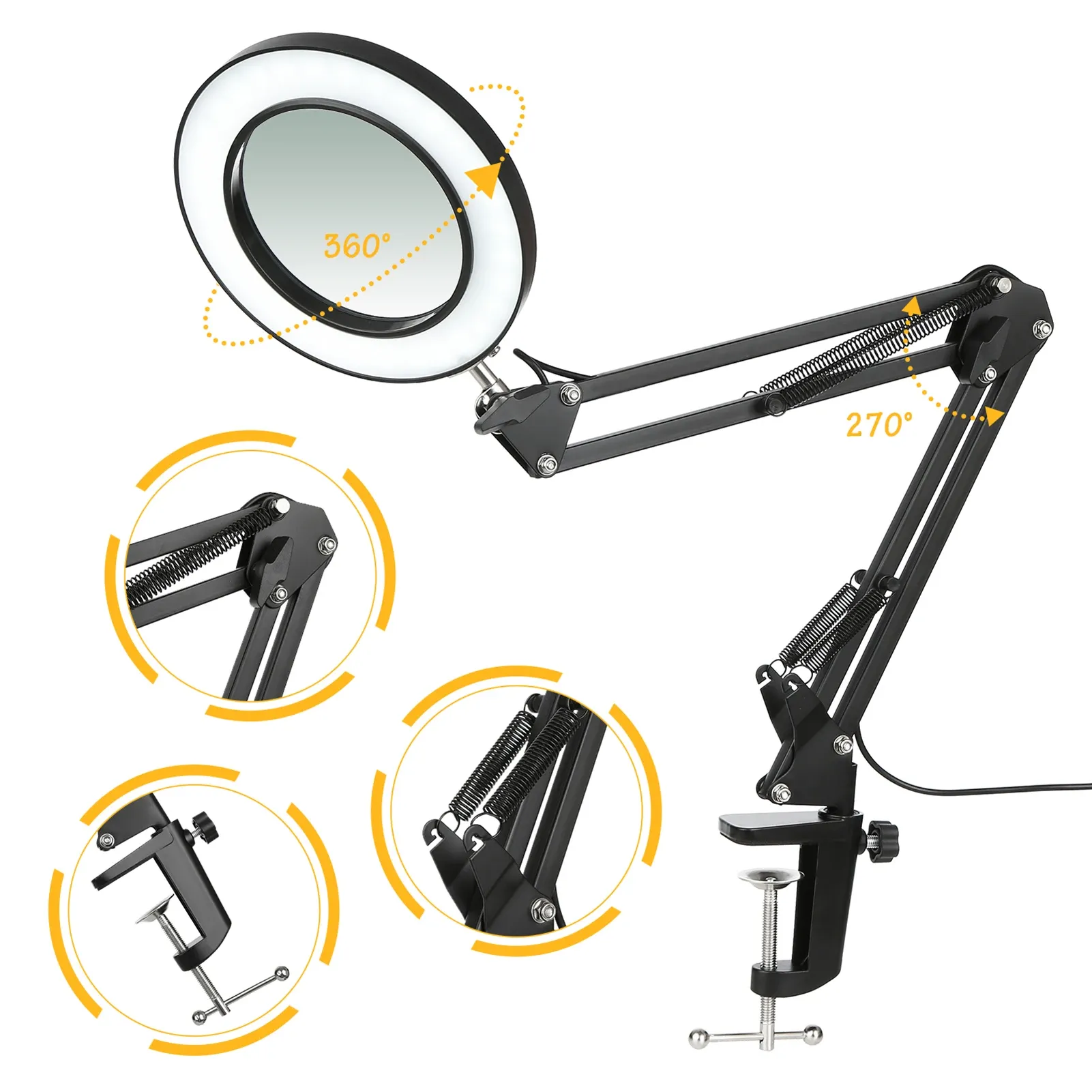 LED Magnifying Lamp with 10X Zoom - USB Powered, 72LEDs, 3 Color Modes for Precision Tasks