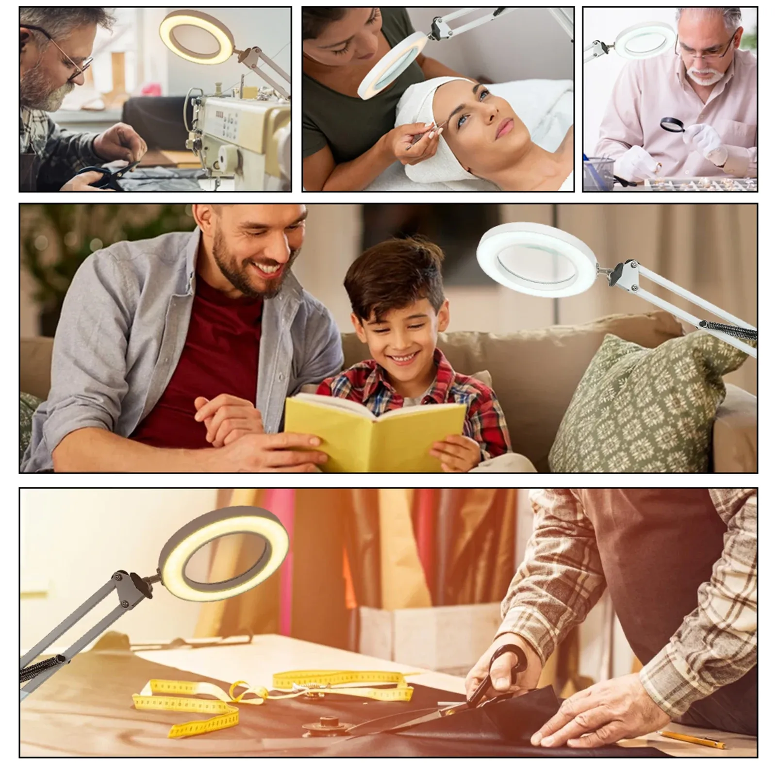 LED Magnifying Lamp with 10X Zoom - USB Powered, 72LEDs, 3 Color Modes for Precision Tasks