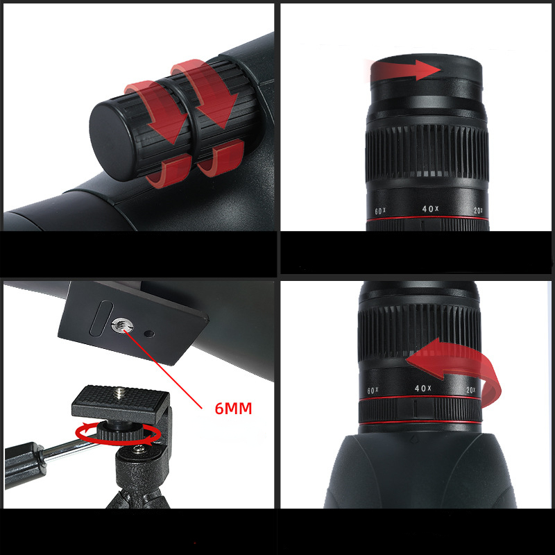 Best 20-60X80ED monocular telescope with high-definition night vision and professional bracket for photography and bird watching