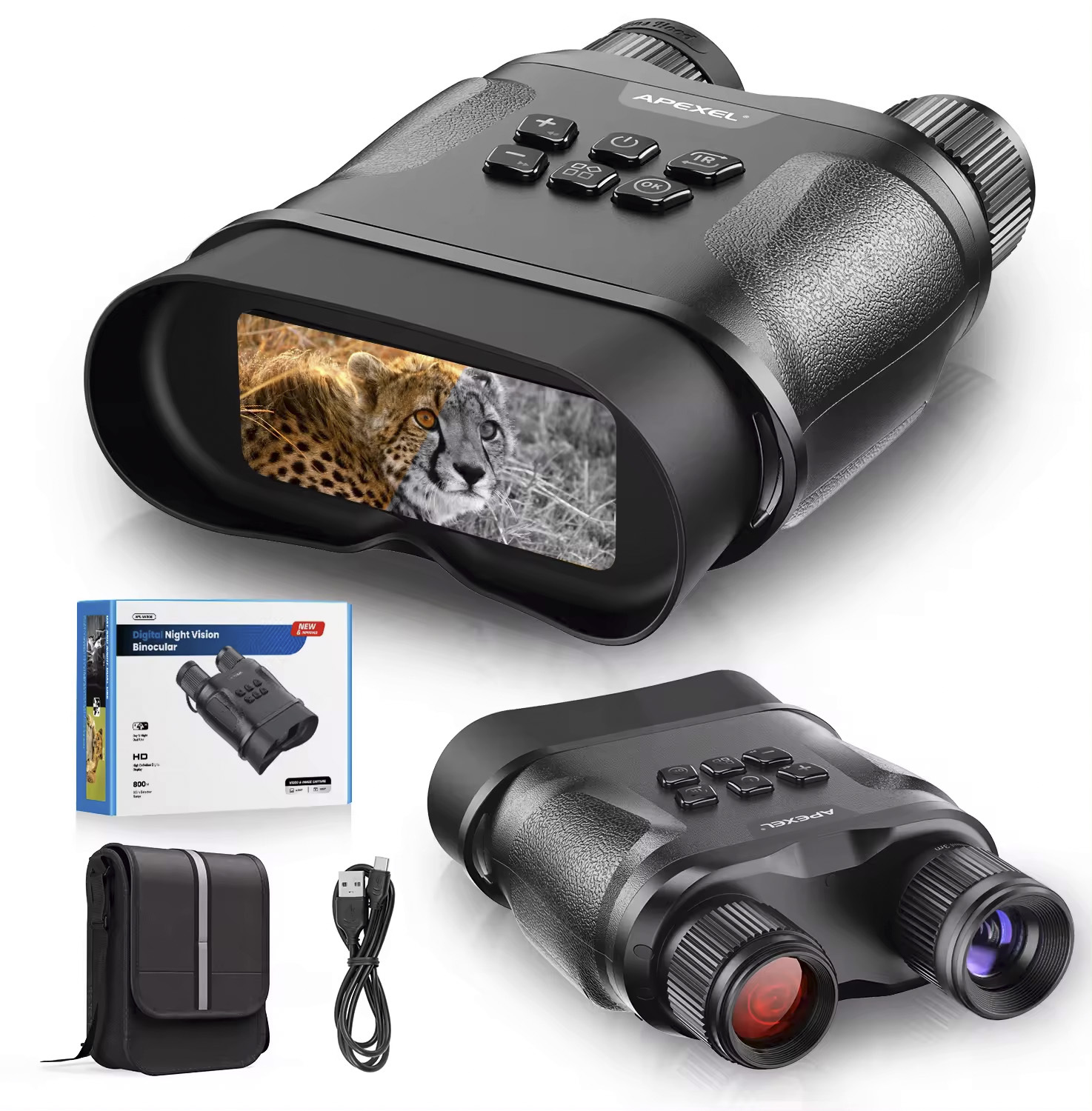 Rechargeable High Resolution 850nm Infrared HD Digital Zoom Telescope Night Vision Binoculars for Hunting Camping Surveillance-Givite