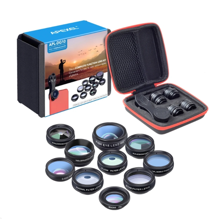 10-in-1 Universal Phone Lens Kit – Fisheye, Wide Angle, Macro, and More for Smartphone Photography Enthusiasts-Givite