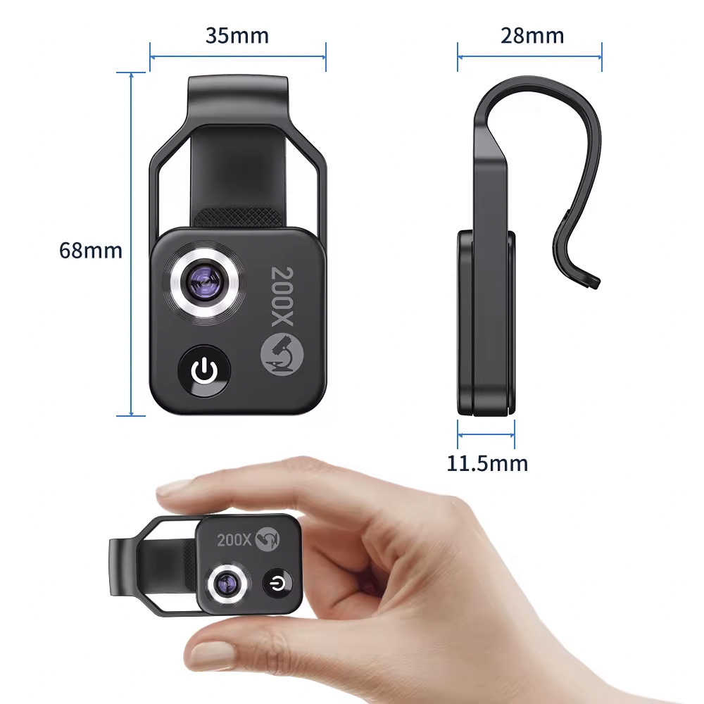 Pocket Mini Scalp Hair Skin Analyzing Microscope 200X Popular Science Kids Gift Education Smartphone LED Microscope-Givite