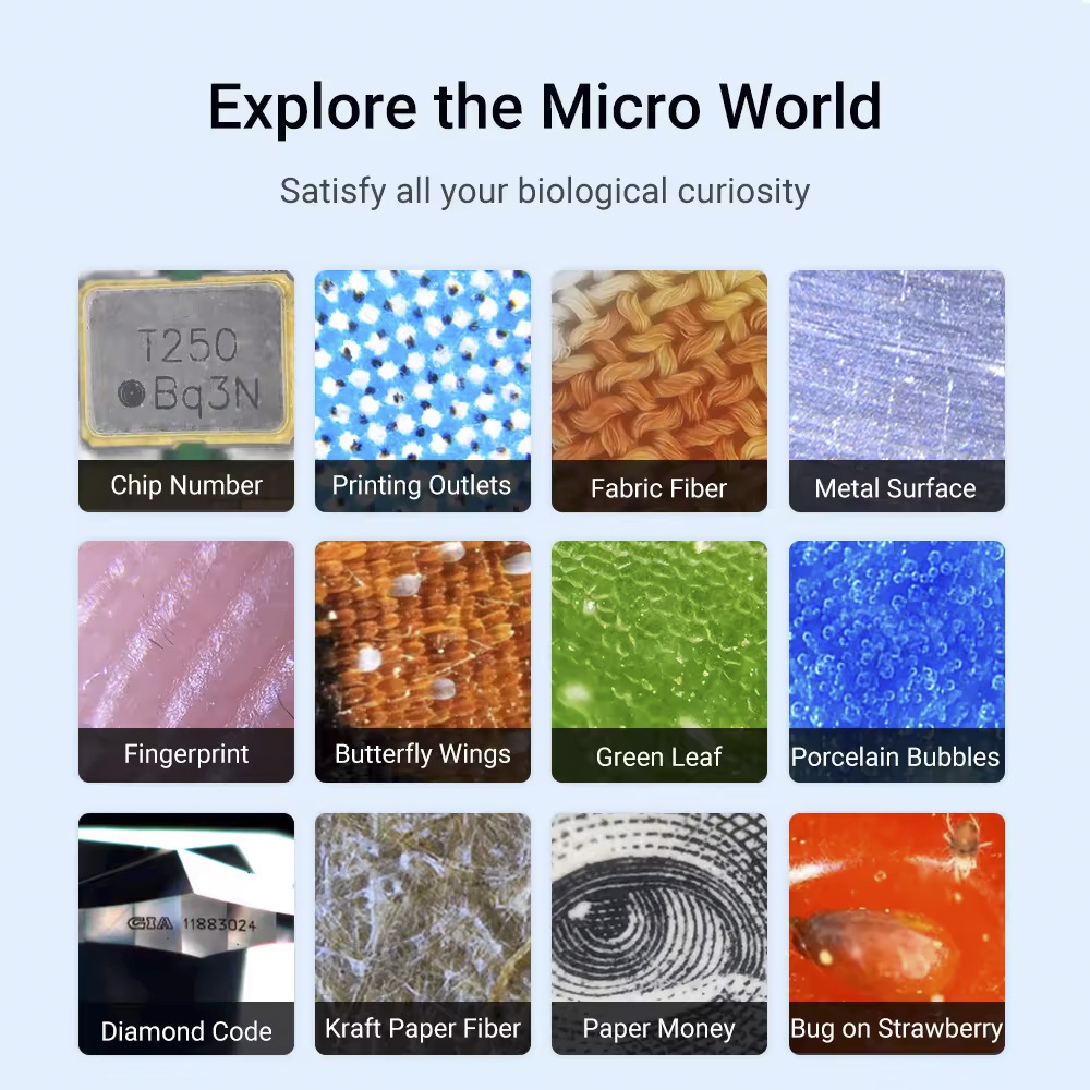 Pocket Mini Scalp Hair Skin Analyzing Microscope 200X Popular Science Kids Gift Education Smartphone LED Microscope