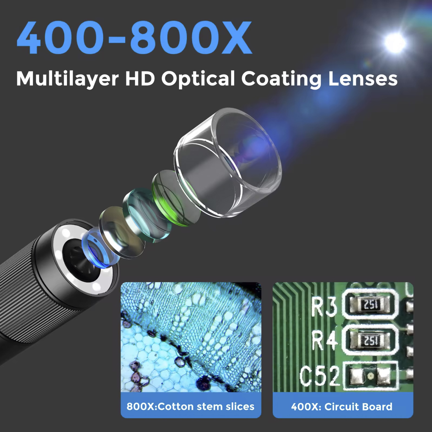 DM9 Digital Microscope – 1200X Zoom 12MP HD Camera for Soldering & Phone Repair, Large LCD Screen