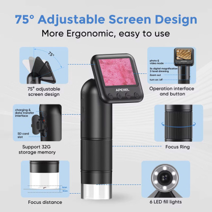 DM9 Digital Microscope – 1200X Zoom 12MP HD Camera for Soldering & Phone Repair, Large LCD Screen