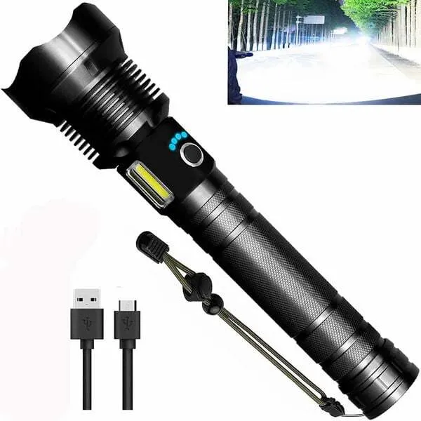 🎉 LAST DAY 50% OFF! 🎉LED RECHARGEABLE TACTICAL LASER FLASHLIGHT 90000 HIGH LUMENS
