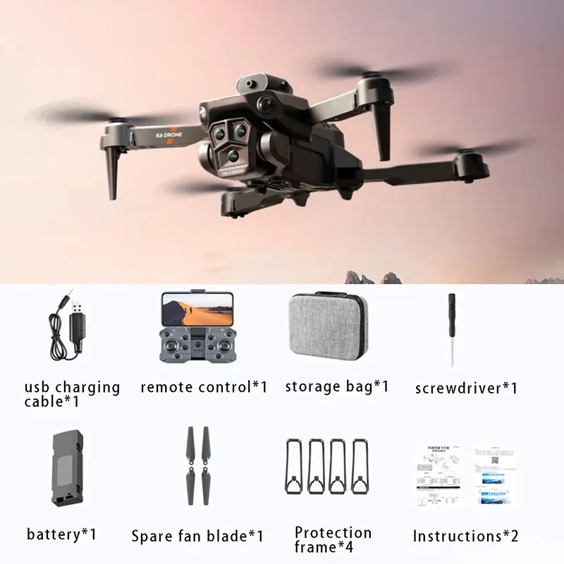 The latest 4K HDR triple camera drone K6 MAX in 2023