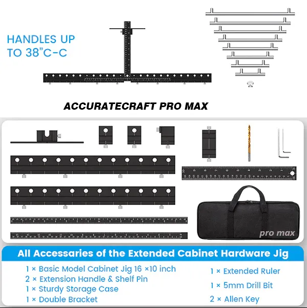Accuratecraft Pro Cabinet Hardware Jig Adjustable Drill Guide