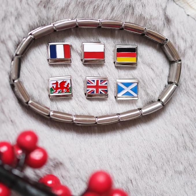 Italienische Charm-Flagge für 9 mm Armbänder aus Edelstahl Frankreich