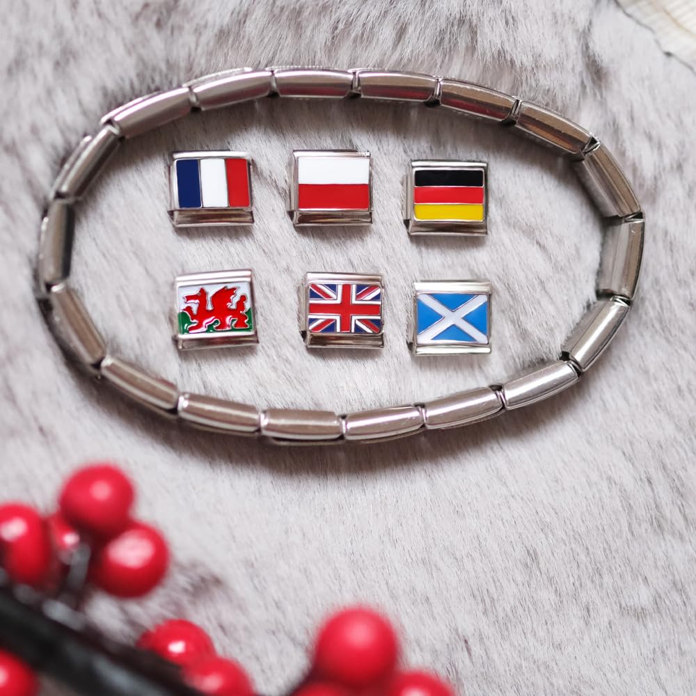Italienische Charm-Flagge für 9 mm Armbänder aus Edelstahl Deutschland