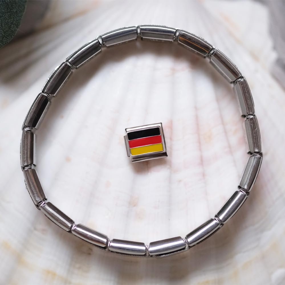 Italienische Charm-Flagge für 9 mm Armbänder aus Edelstahl Deutschland