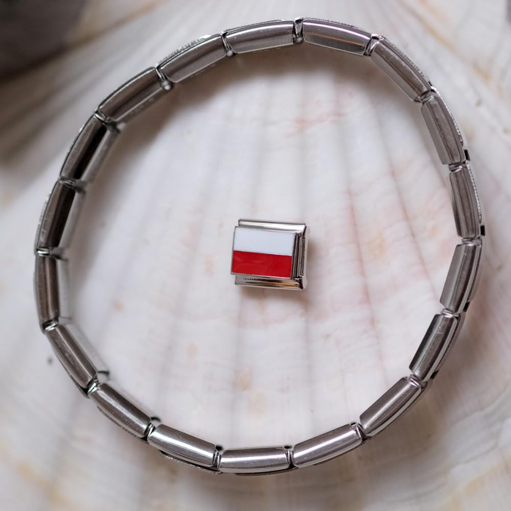 Italienische Charm-Flagge für 9 mm Armbänder aus Edelstahl Polen