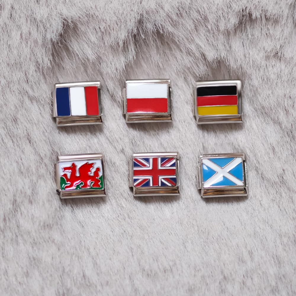 Italienische Charm-Flagge für 9 mm Armbänder aus Edelstahl Deutschland