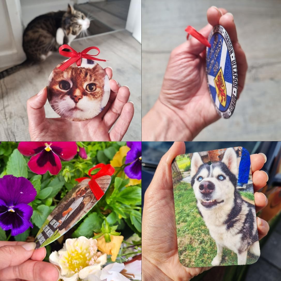 Personalisierter Auto-Lufterfrischer mit deinem Foto und Text, beidseitig bedruckt, ideal als Geschenk für ihn zum Geburtstag (Rechteckig)