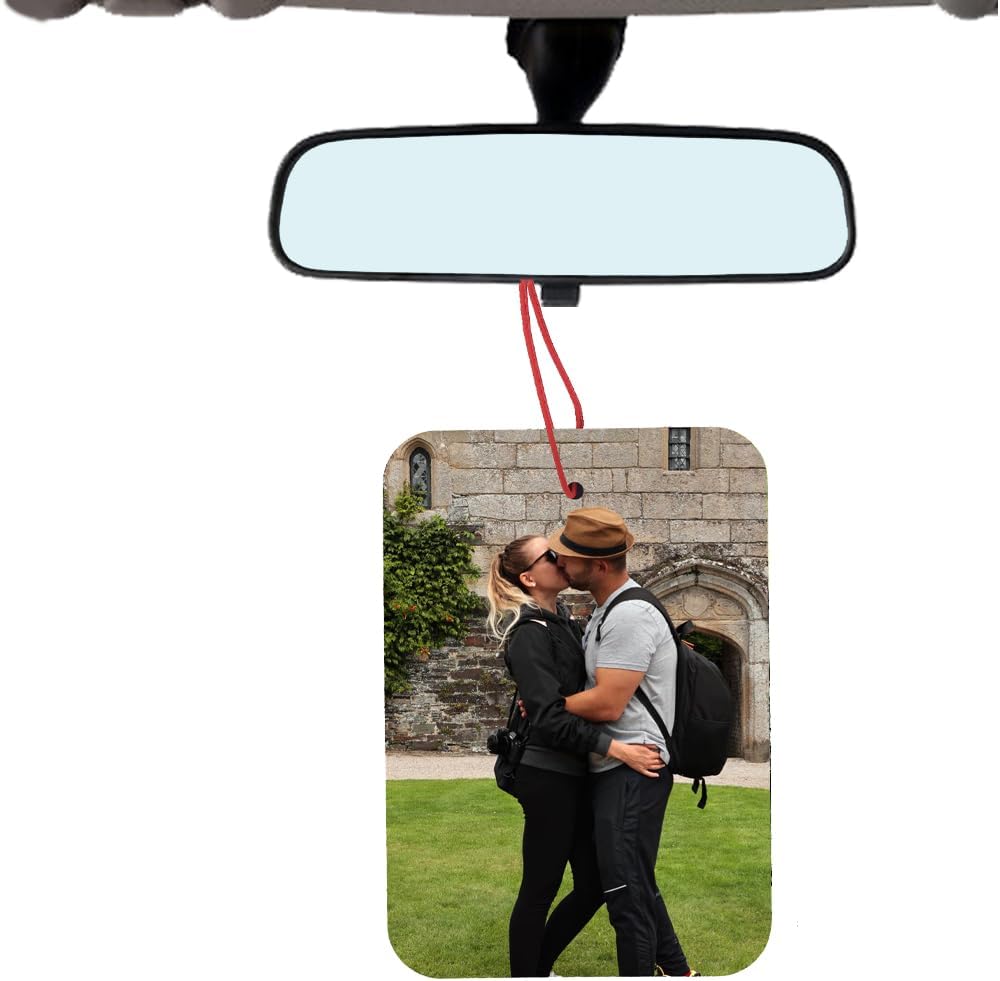 Personalisierter Auto-Lufterfrischer mit deinem Foto und Text, beidseitig bedruckt, ideal als Geschenk für ihn zum Geburtstag (Rechteckig)