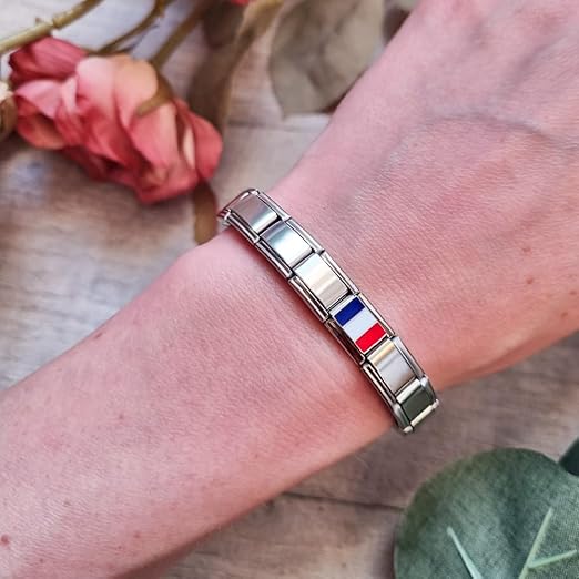 Italienische Charm-Flagge für 9 mm Armbänder aus Edelstahl Frankreich