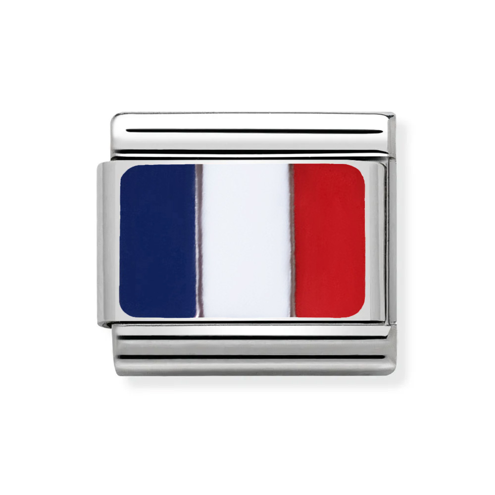 Italienische Charm-Flagge für 9 mm Armbänder aus Edelstahl Frankreich