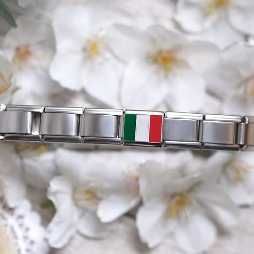 Italienische Charm-Flagge für 9 mm Armbänder aus Edelstahl Italien