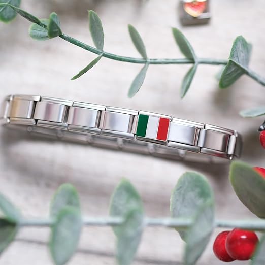Italienische Charm-Flagge für 9 mm Armbänder aus Edelstahl Italien