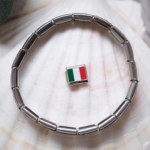 Italienische Charm-Flagge für 9 mm Armbänder aus Edelstahl Italien