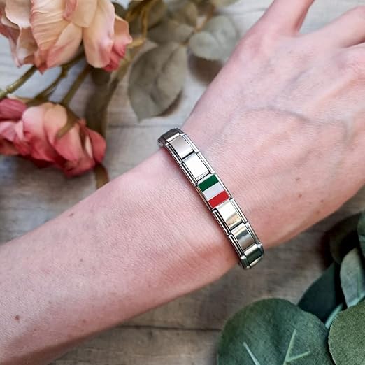 Italienische Charm-Flagge für 9 mm Armbänder aus Edelstahl Italien
