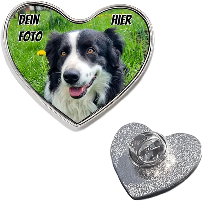 Personalisierte Foto Anstecknadel Brosche Knöpfen Herz
