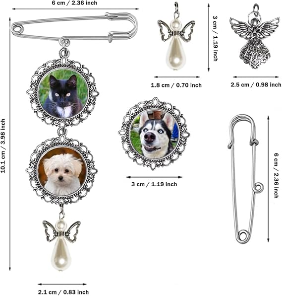 Personalisierte Fotobrosche, Rund 1 Foto Perlenengel