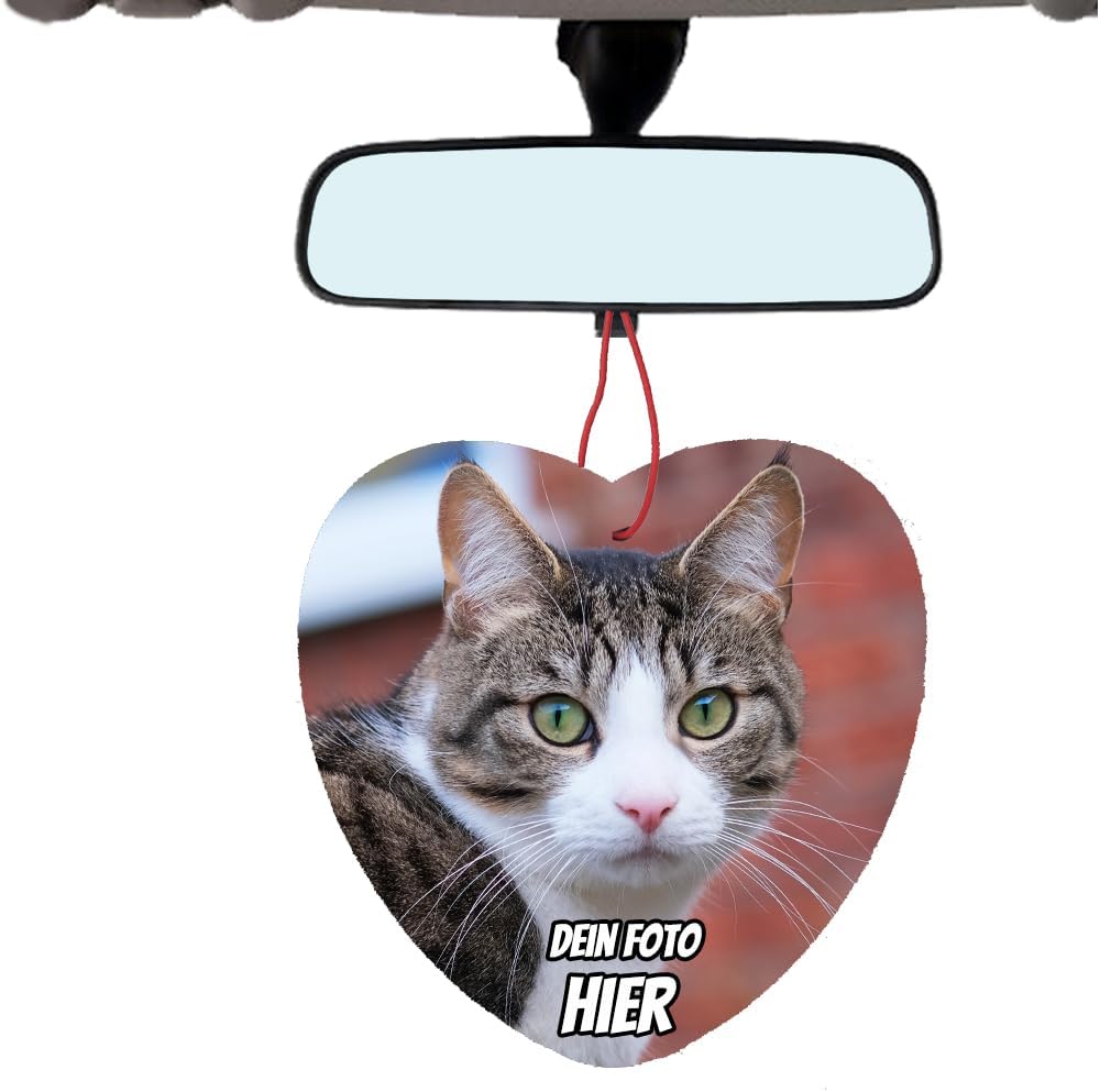 Personalisierter Auto-Lufterfrischer mit deinem Foto, beidseitig bedruckt. Duftbaum Perfekt als Geburtstagsgeschenk für ihn (Herz)